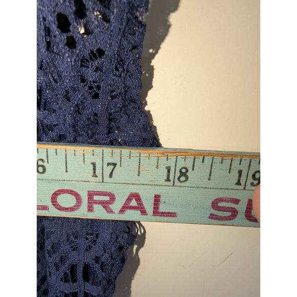 NY Collection Women’s Dress SZ S Navy Lace Overlay Lined Short Sleeve Casual - Picture 2 of 6